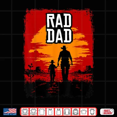 Design Rad Dad Father and Son Western Sunset Graphic Shirt