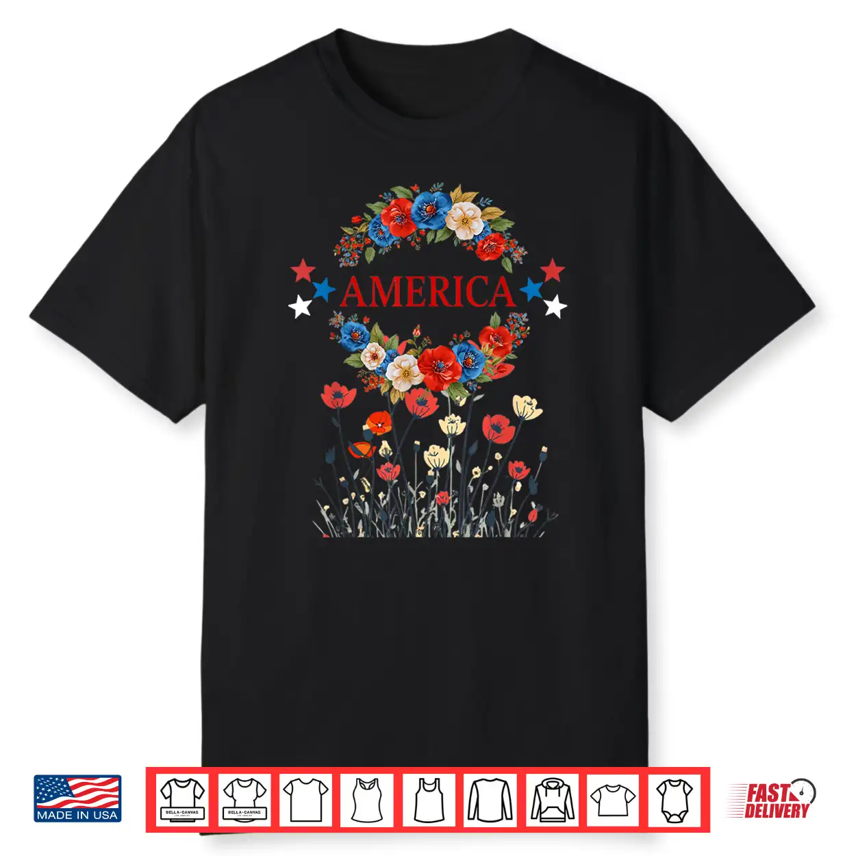 America Poppies Patriotic July 4 Flowers Shirt America Poppies Patriotic July 4 Flowers Shirt