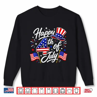 Sweatshirt Happy 4th of July Patriotic American Flag USA Shirt