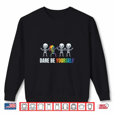 Sweatshirt Be Yourself Pride Rainbow Queer Skeleton Gay CSD LGB Shirt