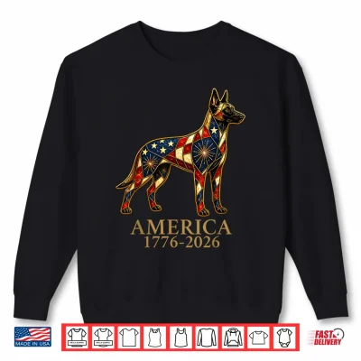 Sweatshirt America 1776 2026 Belgian Malinois Patriotic US Flag USA Shirt