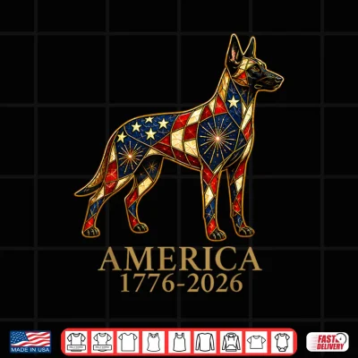 Design America 1776 2026 Belgian Malinois Patriotic US Flag USA Shirt
