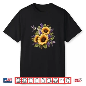 Sunflower Hummingbird Floral Garden Nature Botanical Shirt