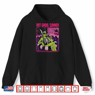 Hoodie Vintage Hot Ghoul Summer Halloween Beach Summerween Cocktail Shirt