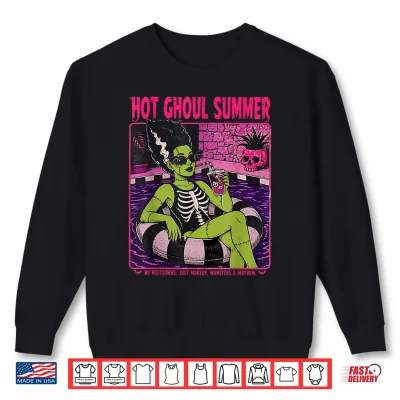 Sweatshirt Vintage Hot Ghoul Summer Halloween Beach Summerween Cocktail Shirt