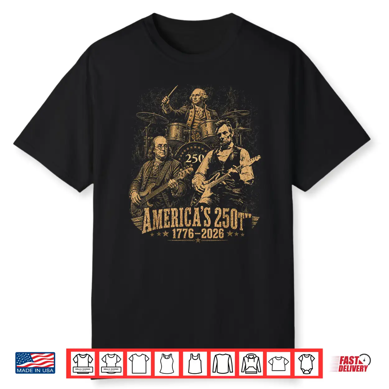 250 Years Patriot Guitar Drum Band American Flag 1776 2026 Shirt 250 Years Patriot Guitar Drum Band American Flag 1776 2026 Shirt