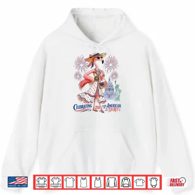 Hoodie Patriotic Flamingo Celebrating 250 Years of American Spirit Shirt