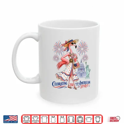 Mug Patriotic Flamingo Celebrating 250 Years of American Spirit Shirt