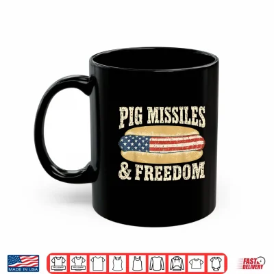Mug Pig Missiles and Freedom 4th of July Patriotic Hotdog Shirt