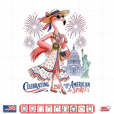 Design Patriotic Flamingo Celebrating 250 Years of American Spirit Shirt