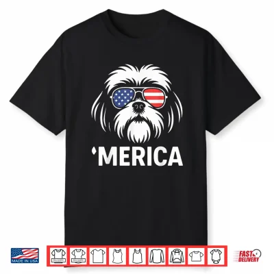 Shih Tzu Dog ‘Merica Patriotic 4Th Of July American Flag Shirt