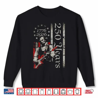 Sweatshirt 250 Years Abe Lincoln Playing Guitar 4th of July USA Flag Shirt