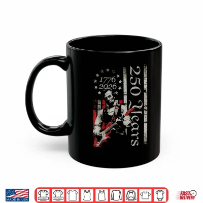 Mug 250 Years Abe Lincoln Playing Guitar 4th of July USA Flag Shirt