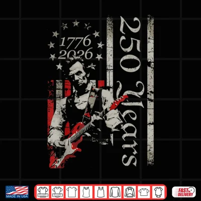 Design 250 Years Abe Lincoln Playing Guitar 4th of July USA Flag Shirt