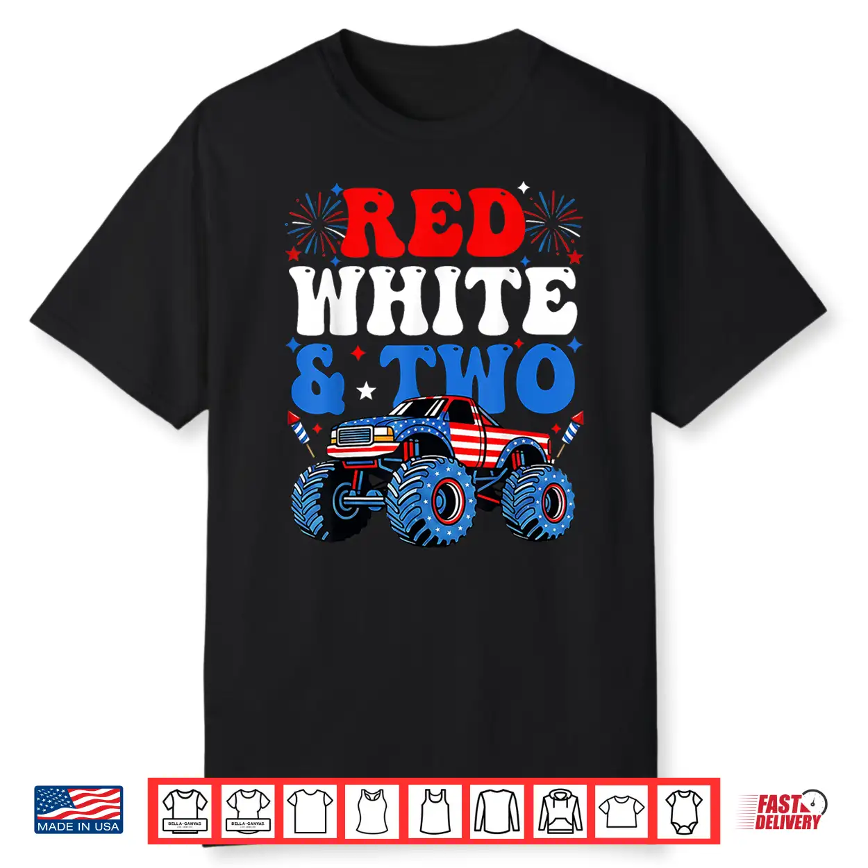 2Nd Birthday Boy Monster Truck Red White And Two 4Th Of July Shirt 2Nd Birthday Boy Monster Truck Red White And Two 4Th Of July Shirt