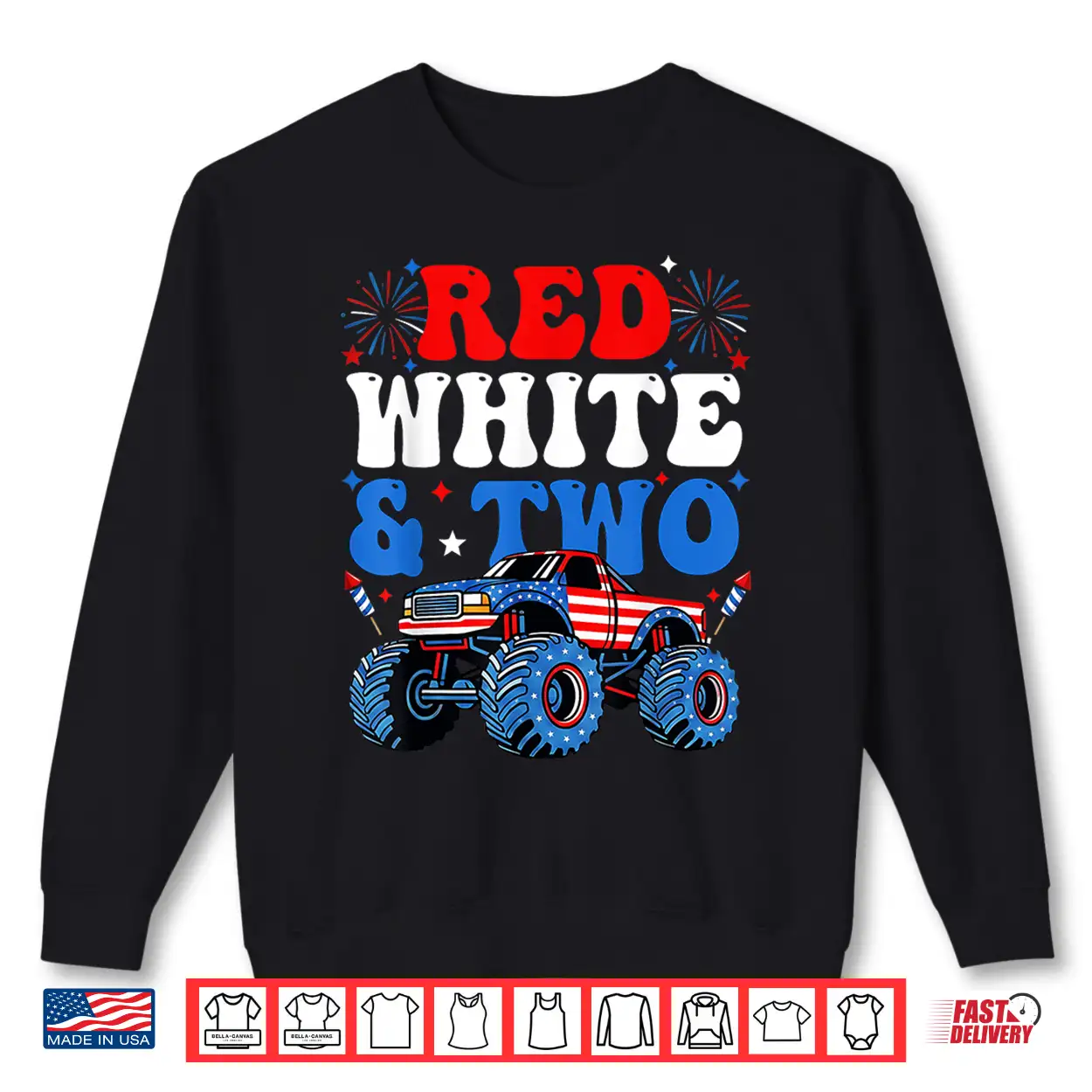 2Nd Birthday Boy Monster Truck Red White And Two 4Th Of July Shirt 2Nd Birthday Boy Monster Truck Red White And Two 4Th Of July Shirt