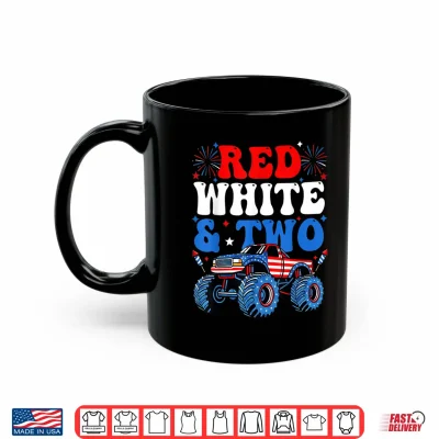2Nd Birthday Boy Monster Truck Red White And Two 4Th Of July Shirt 3 Mug 2nd Birthday Boy Monster Truck Red White and Two 4th of July Shirt