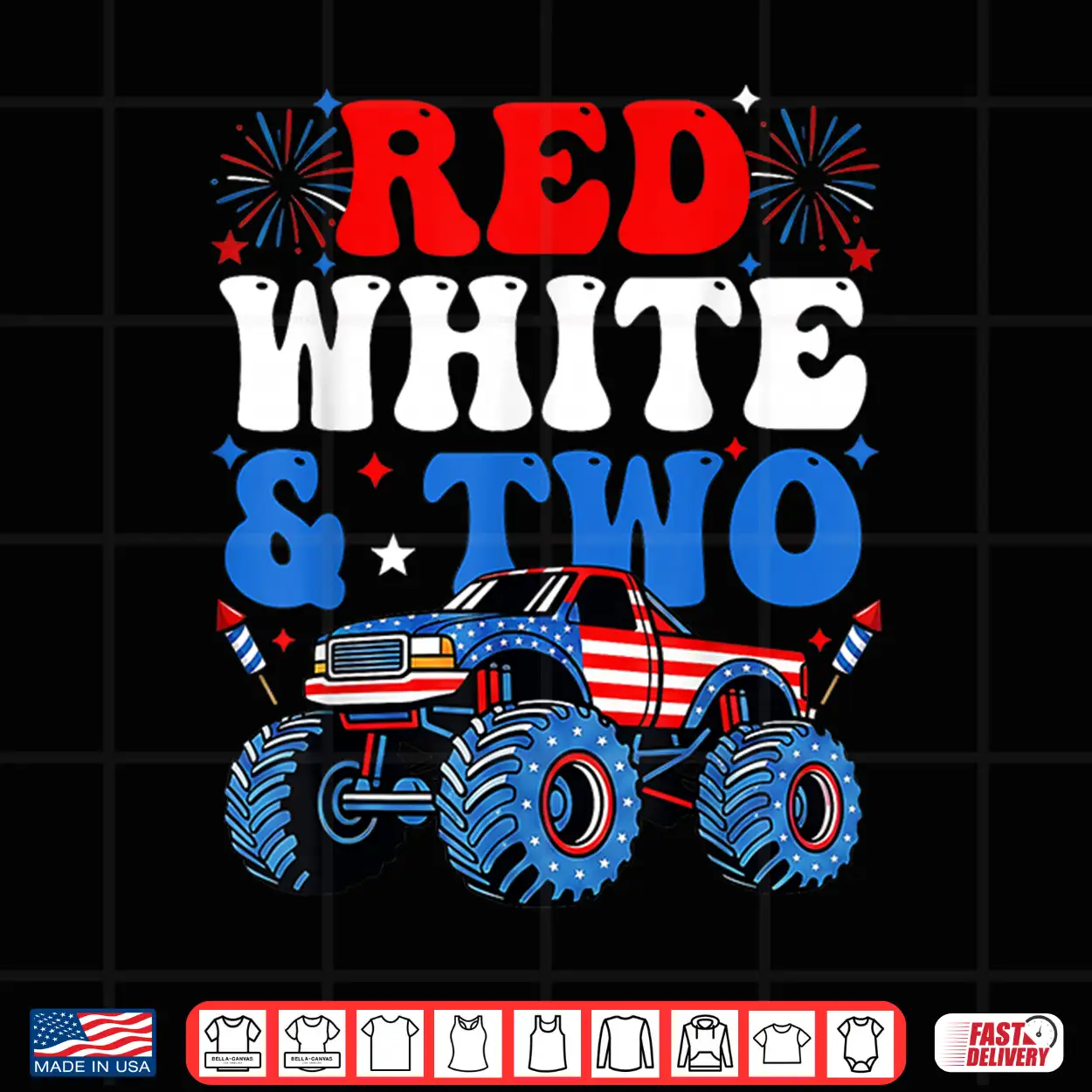 2Nd Birthday Boy Monster Truck Red White And Two 4Th Of July Shirt 2Nd Birthday Boy Monster Truck Red White And Two 4Th Of July Shirt