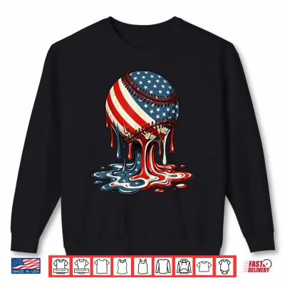 Sweatshirt Baseball Drip American Patriotic 4th of July Boys Kids Youth Shirt