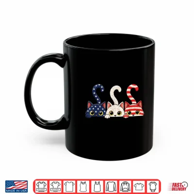 Mug 4th of July Patriotic Cat USA American Flag Kitten Women Shirt