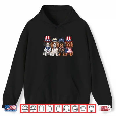 Hoodie Cavalier King Charles 4th of July Patriotic Funny Dog Lovers Shirt