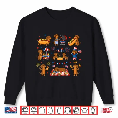 Sweatshirt Dachshund 4th of July US Patriotic Weiner Dog Fourth of July Shirt