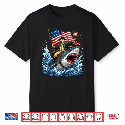 Funny George Washington Shark 4Th July Usa Men Women Kids Shirt