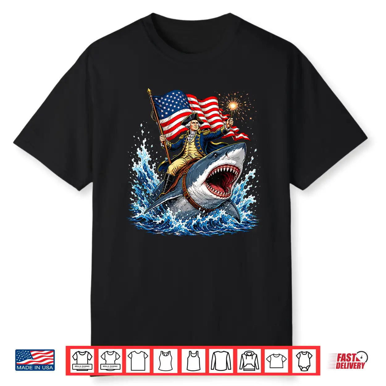 Funny George Washington Shark 4Th July Usa Men Women Kids Shirt Funny George Washington Shark 4Th July Usa Men Women Kids Shirt