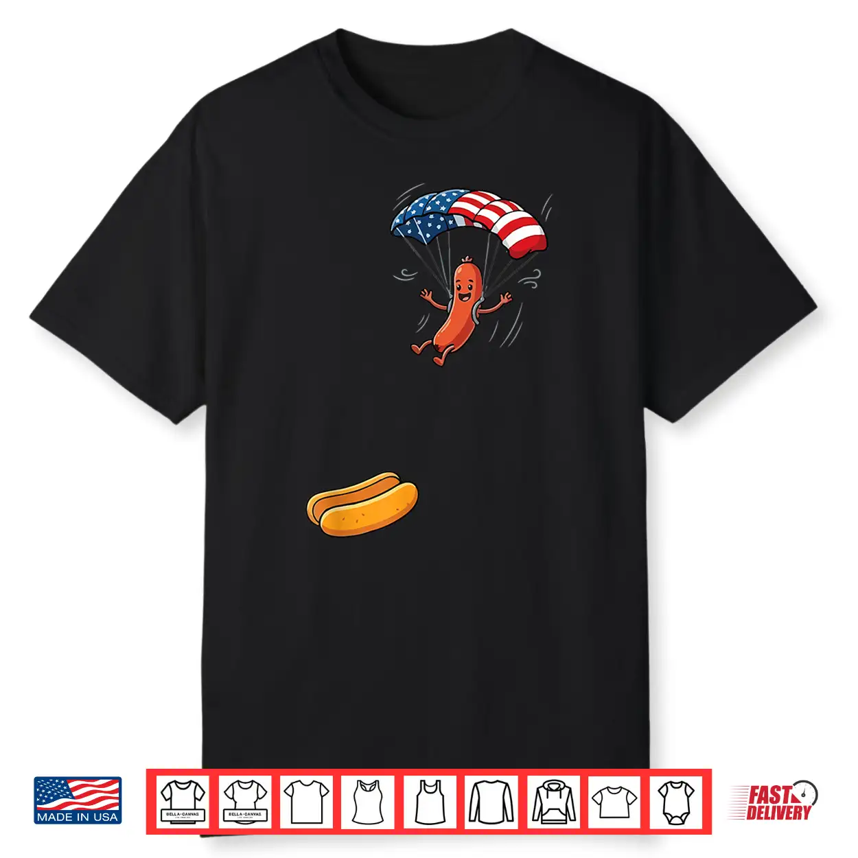 Funny Hot Dog Jumping Into Bun Sausage Bbq Skydiving Usa Shirt Funny Hot Dog Jumping Into Bun Sausage Bbq Skydiving Usa Shirt