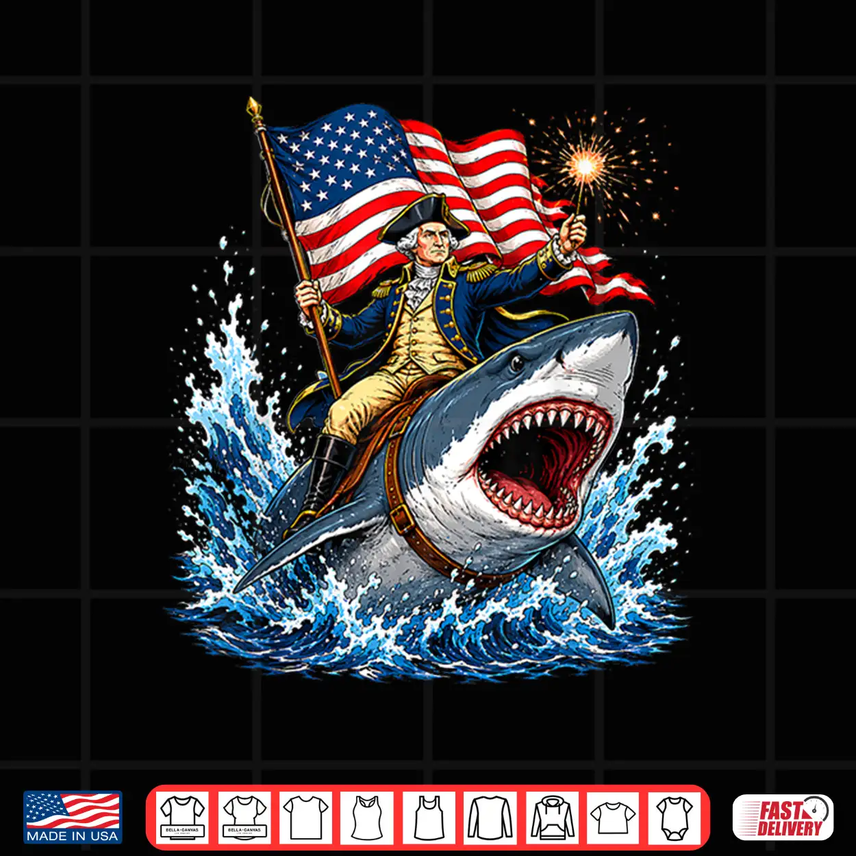 Funny George Washington Shark 4Th July Usa Men Women Kids Shirt Funny George Washington Shark 4Th July Usa Men Women Kids Shirt