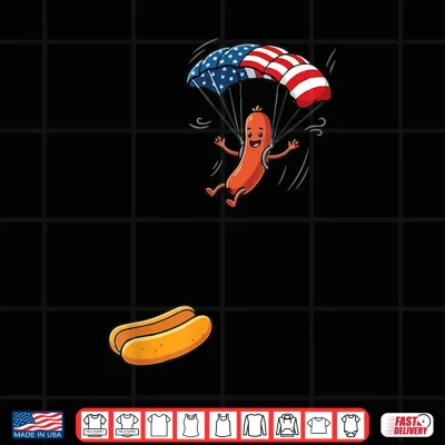 Funny Hot Dog Jumping Into Bun Sausage Bbq Skydiving Usa Shirt 4 Design Funny Hot Dog Jumping Into Bun Sausage BBQ Skydiving USA Shirt