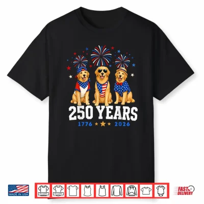 Golden Retriever 250 Anniversary Usa 250Th 4Th Of July Dogs Shirt