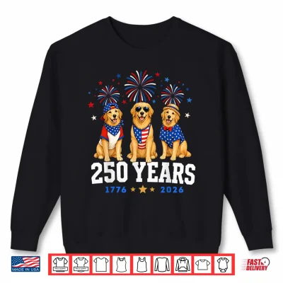 Sweatshirt Golden Retriever 250 Anniversary USA 250th 4th of July Dogs Shirt