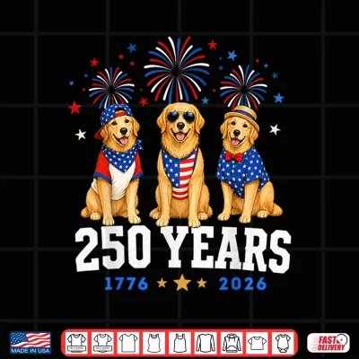 Design Golden Retriever 250 Anniversary USA 250th 4th of July Dogs Shirt