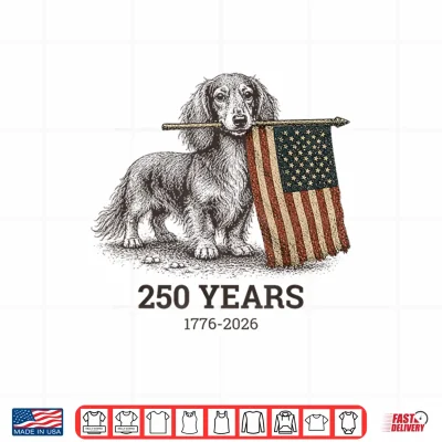 Design Long Haired Dachshund American Flag 250 Years Fourth of July Shirt