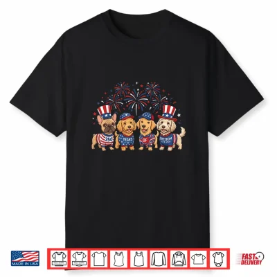 Black-T-Shirt-250 Anniversary Usa Shirt 4 Dog Breeds 4Th Of July Shirt