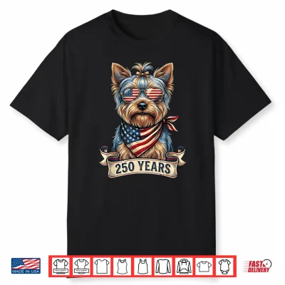Black-T-Shirt-250Th Anniversary Usa 1776 2026 Dog Vintage Yorkie Shirt