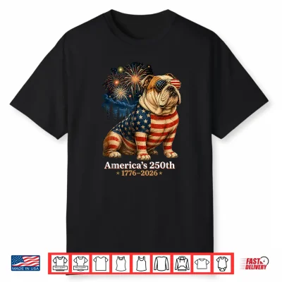 Black-T-Shirt-Bulldog America’S 250Th Anniversary 1776 2026 Shirt