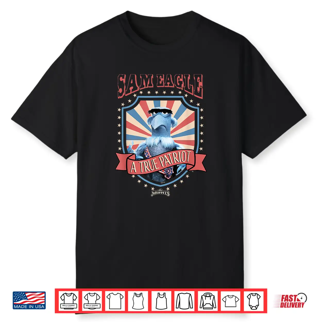 Black-T-Shirt-Disney The Muppets 4Th Of July Sam Eagle Americana Shirt Black-T-Shirt-Disney The Muppets 4Th Of July Sam Eagle Americana Shirt
