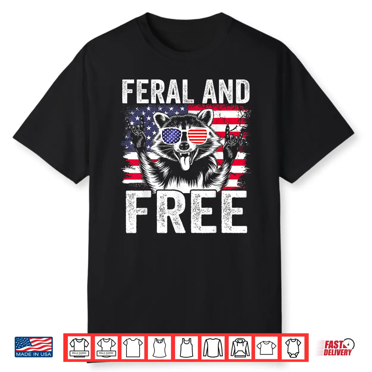 Black-T-Shirt-Funny Feral And Free Raccoon 4Th Of July Toddler Boys Kids Shirt Black-T-Shirt-Funny Feral And Free Raccoon 4Th Of July Toddler Boys Kids Shirt
