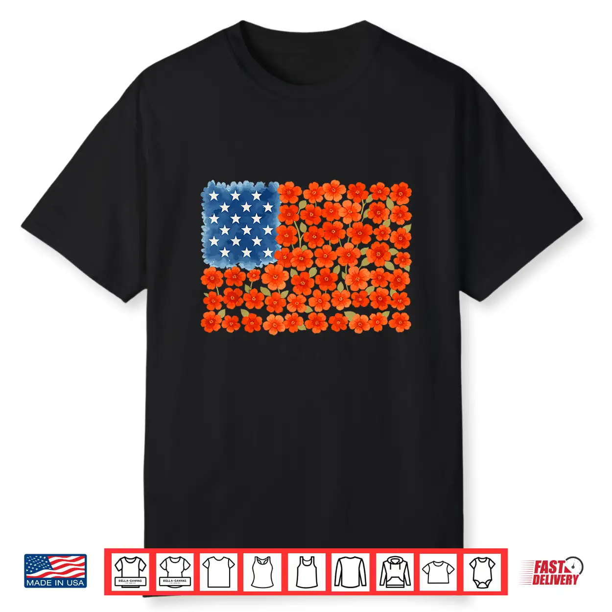 American Flag Poppy Flowers 4Th Of July Patriotic Men Women Shirt American Flag Poppy Flowers 4Th Of July Patriotic Men Women Shirt