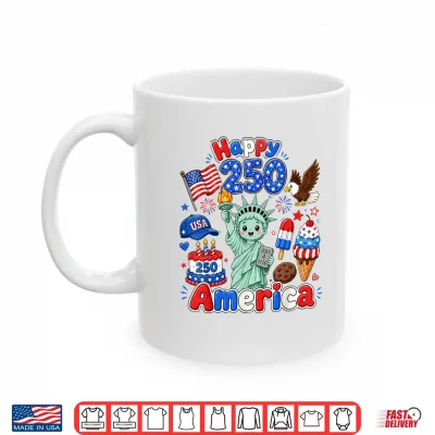 Mug Boy Kids 4th of July Happy 250 America 1776 2026 Patriotic Shirt