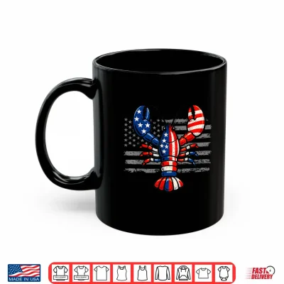 Mug Crawfish American Flag Patriotic Seafood Lobster 4th of July Shirt
