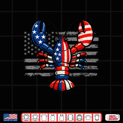 Design Crawfish American Flag Patriotic Seafood Lobster 4th of July Shirt