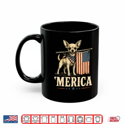 Mug Merica Patriotic American 4th of July Chihuahua Dog Performance Shirt