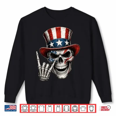 Patriotic Skeleton 4Th Of July Rock Hand Usa American Flag Shirt 2 Sweatshirt Patriotic Skeleton 4th of July Rock Hand USA American Flag Shirt
