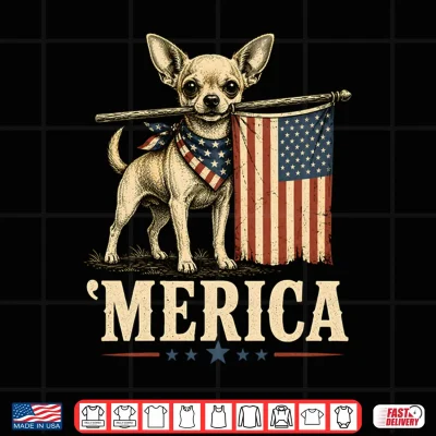 Design Merica Patriotic American 4th of July Chihuahua Dog Performance Shirt