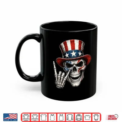 Patriotic Skeleton 4Th Of July Rock Hand Usa American Flag Shirt 3 Mug Patriotic Skeleton 4th of July Rock Hand USA American Flag Shirt