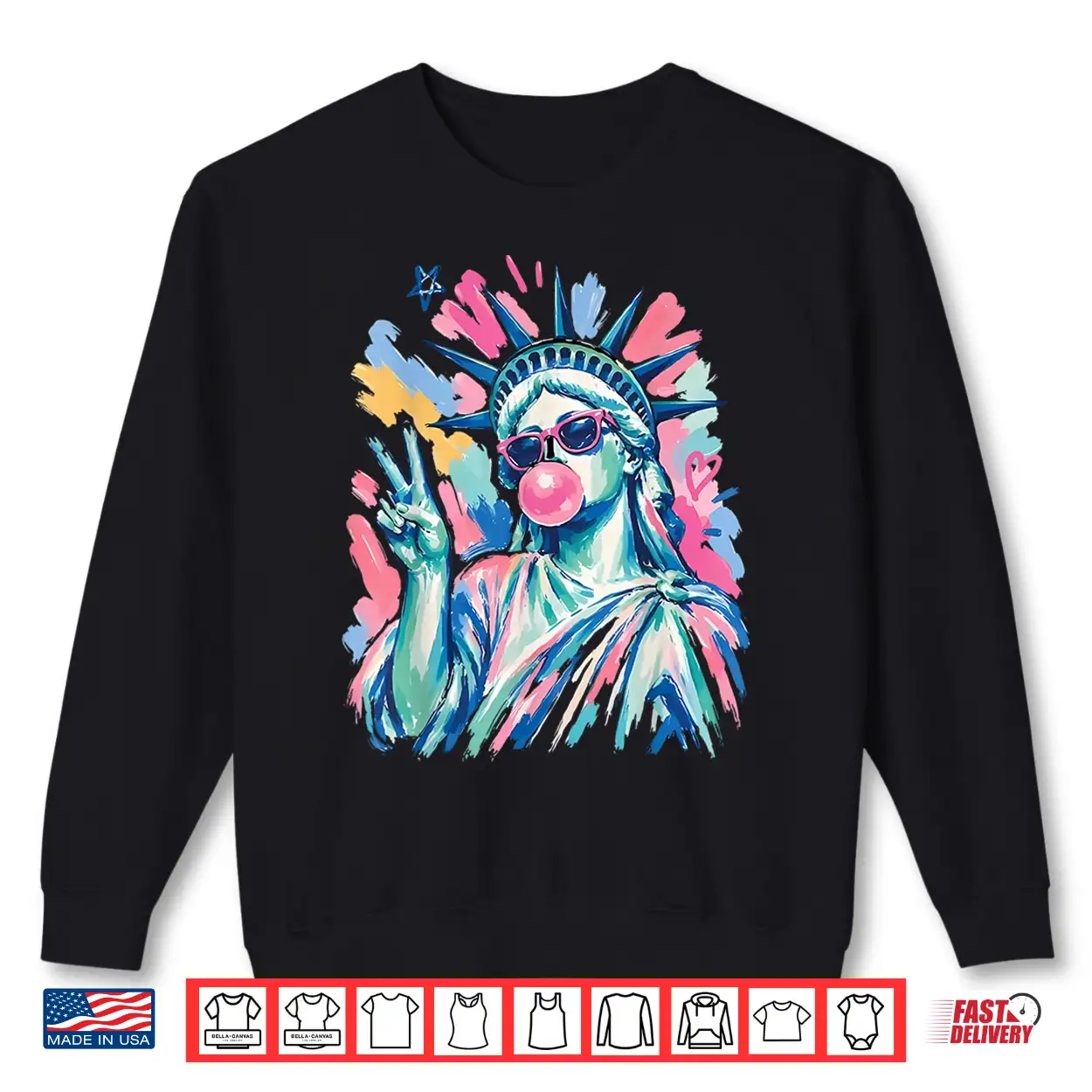 Statue Of Liberty Blowing Bubble Gum Patriotic 4Th Of July Shirt Statue Of Liberty Blowing Bubble Gum Patriotic 4Th Of July Shirt