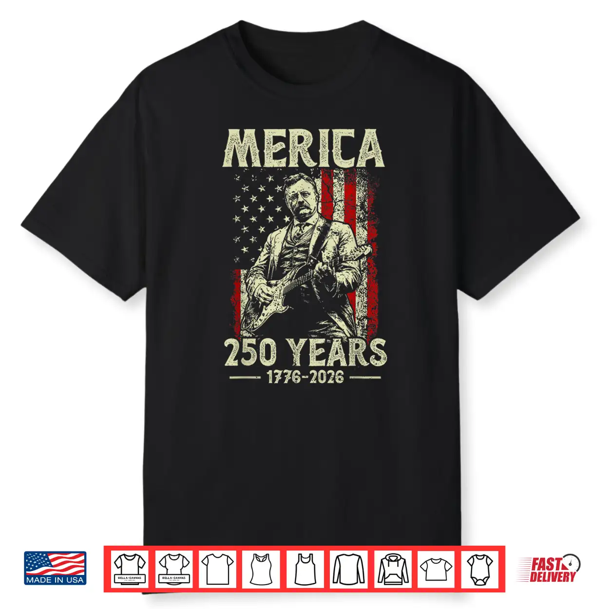 Theodore Roosevelt Playing Guitar Rock N Roll American Flag Shirt Theodore Roosevelt Playing Guitar Rock N Roll American Flag Shirt